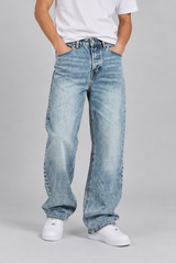 Jeans Uomo Baggy Fit Blu Sabbiato Art. Js593