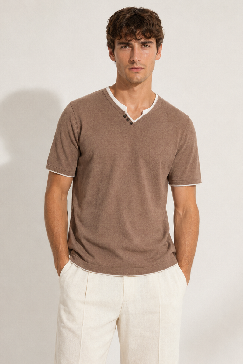 T-Shirt in Maglia Serafino Con bottoni Art. Ts297