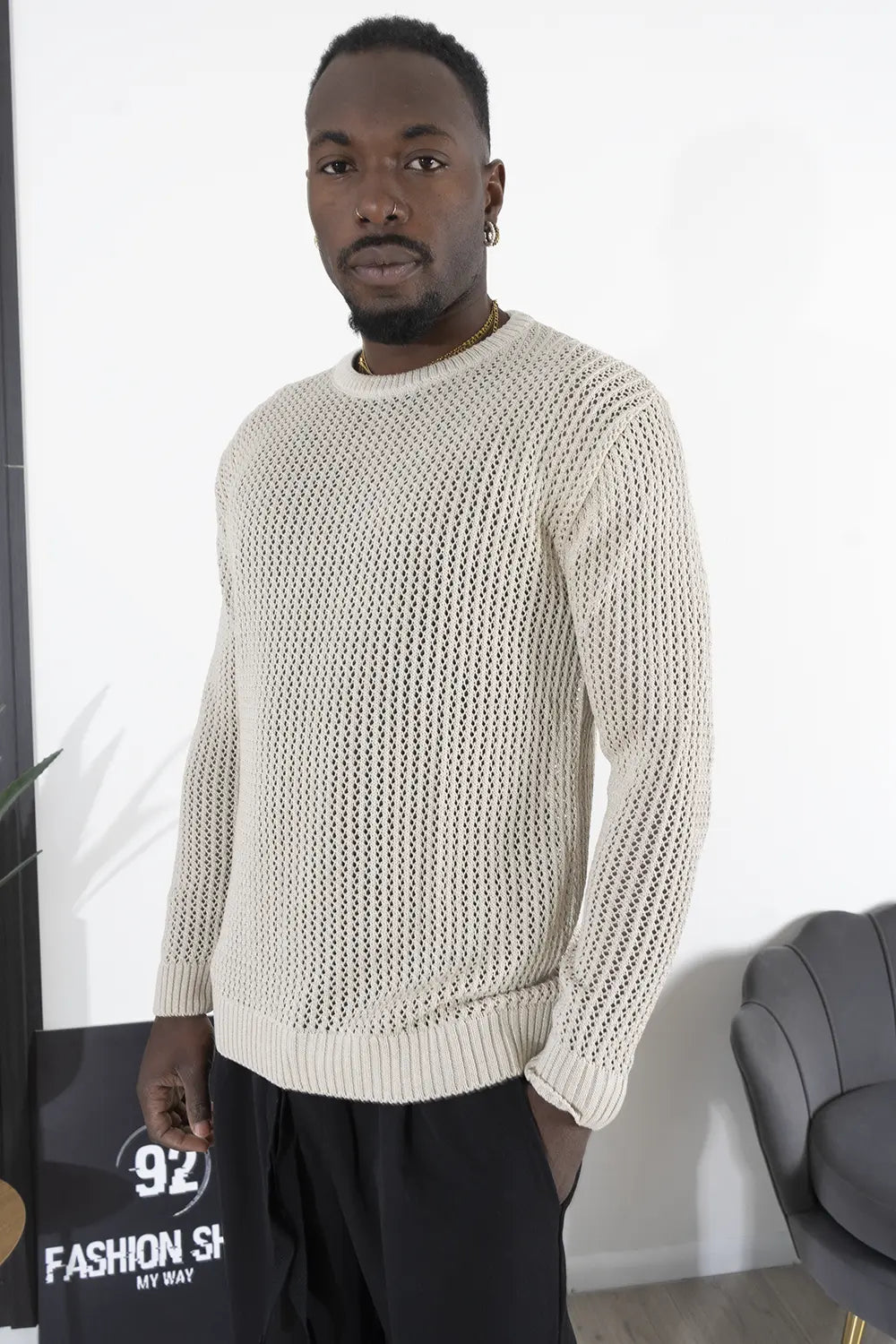 Maglia Uomo Traforata Tinta Unita Art. Mg138