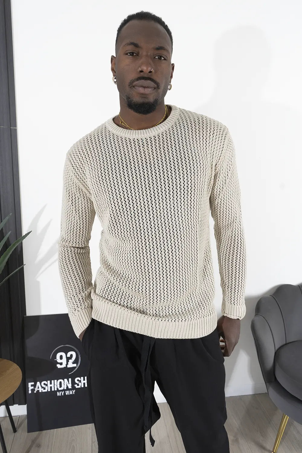 Maglia Uomo Traforata Tinta Unita Art. Mg138