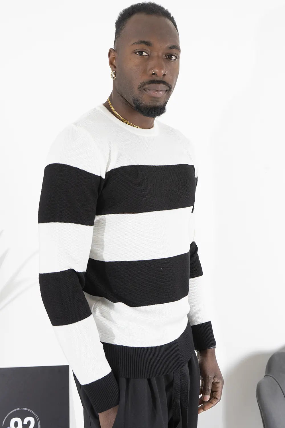 Men's Two-Tone Sweater With Bands Art. Mg107