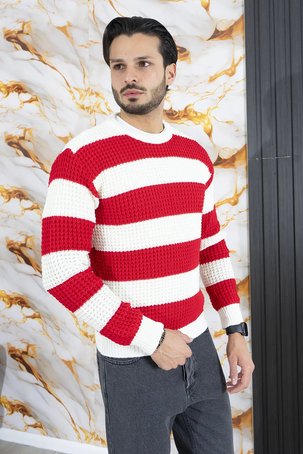 Maglione Uomo Con Fasce Girocollo Art. Mg98