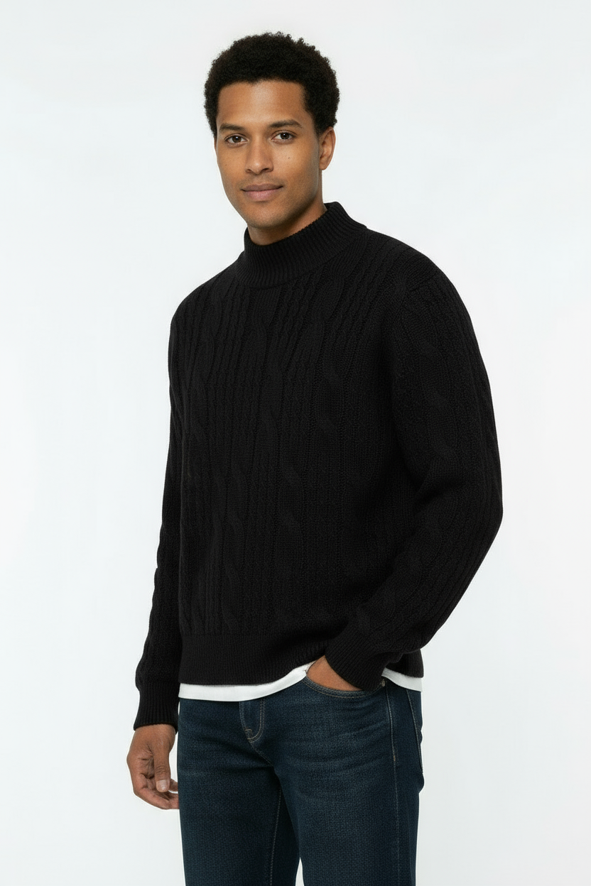 Maglione Uomo Intrecciato Mezzo Collo Crop Fit Art. Mg182