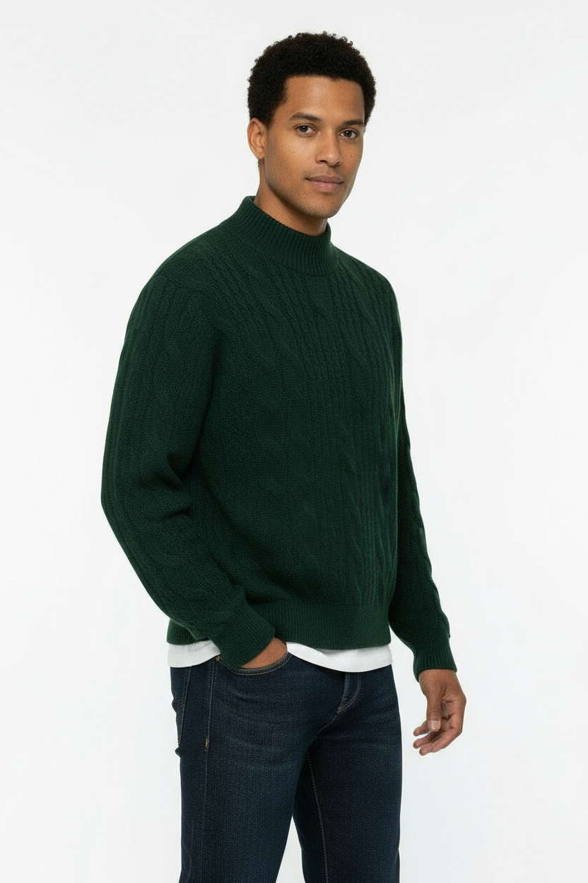 Maglione Uomo Intrecciato Mezzo Collo Crop Fit Art. Mg182