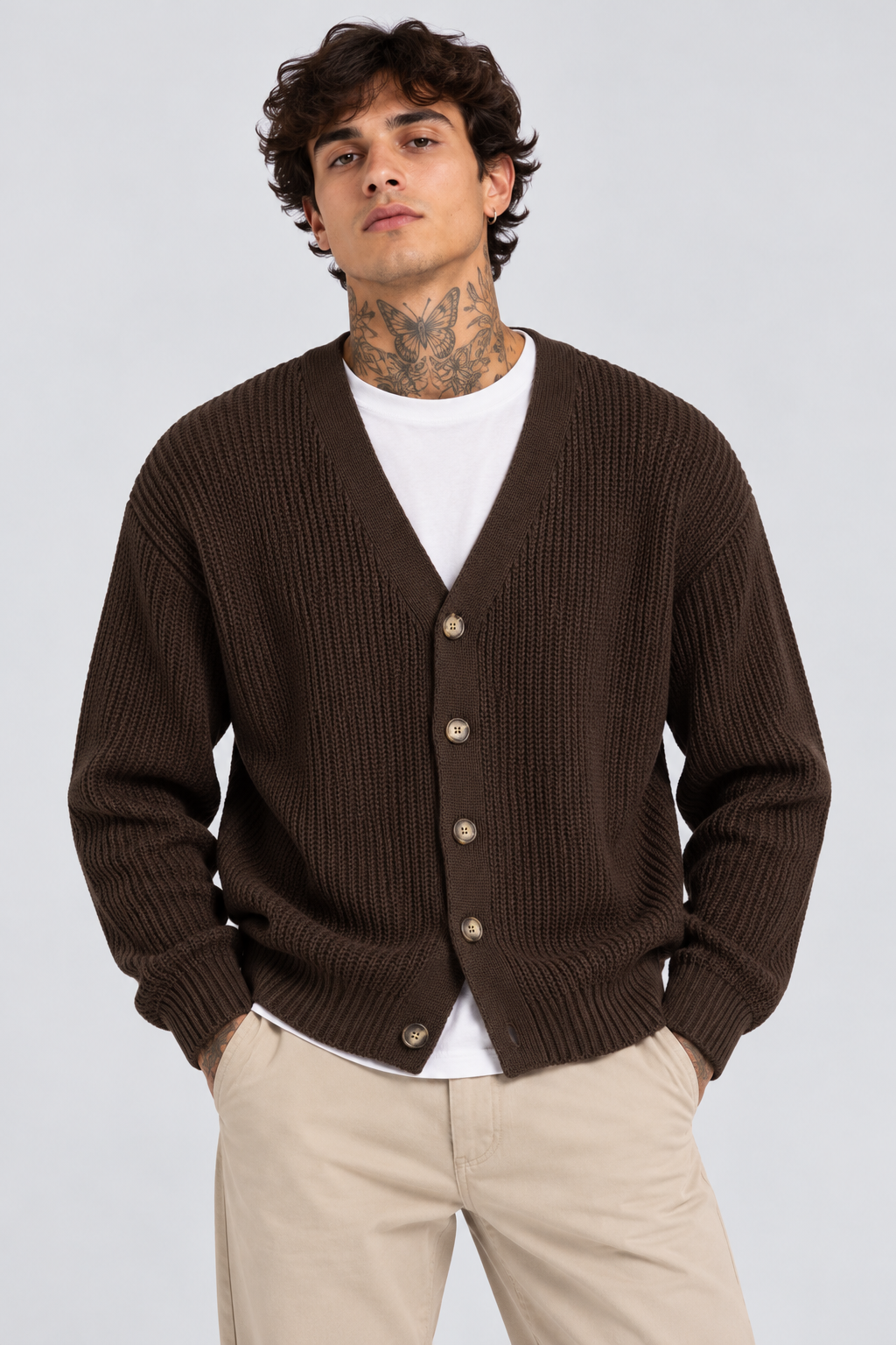 Maglione Cardigan a Coste Art. Mg197