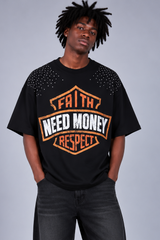 T-shirt Con Stampa e strass '' Need Money'' Art. Ts323