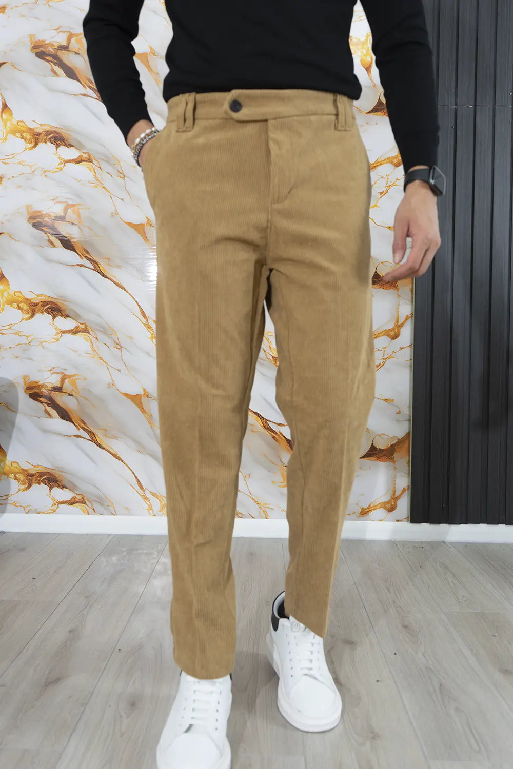 Pantalone Uomo Velluto a Costine Bottone Decentrato Art. Pt178