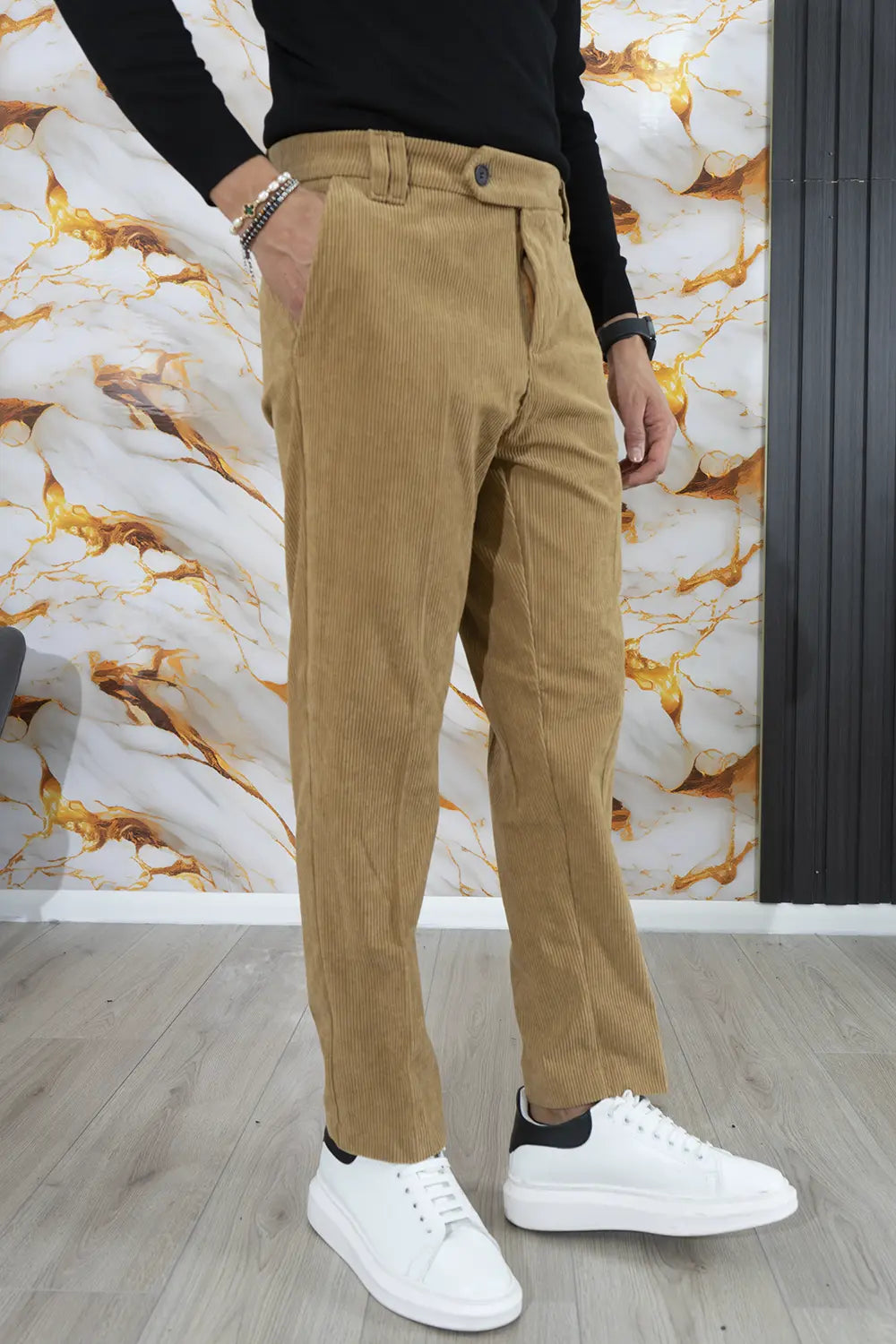 Pantalone Uomo Velluto a Costine Bottone Decentrato Art. Pt178