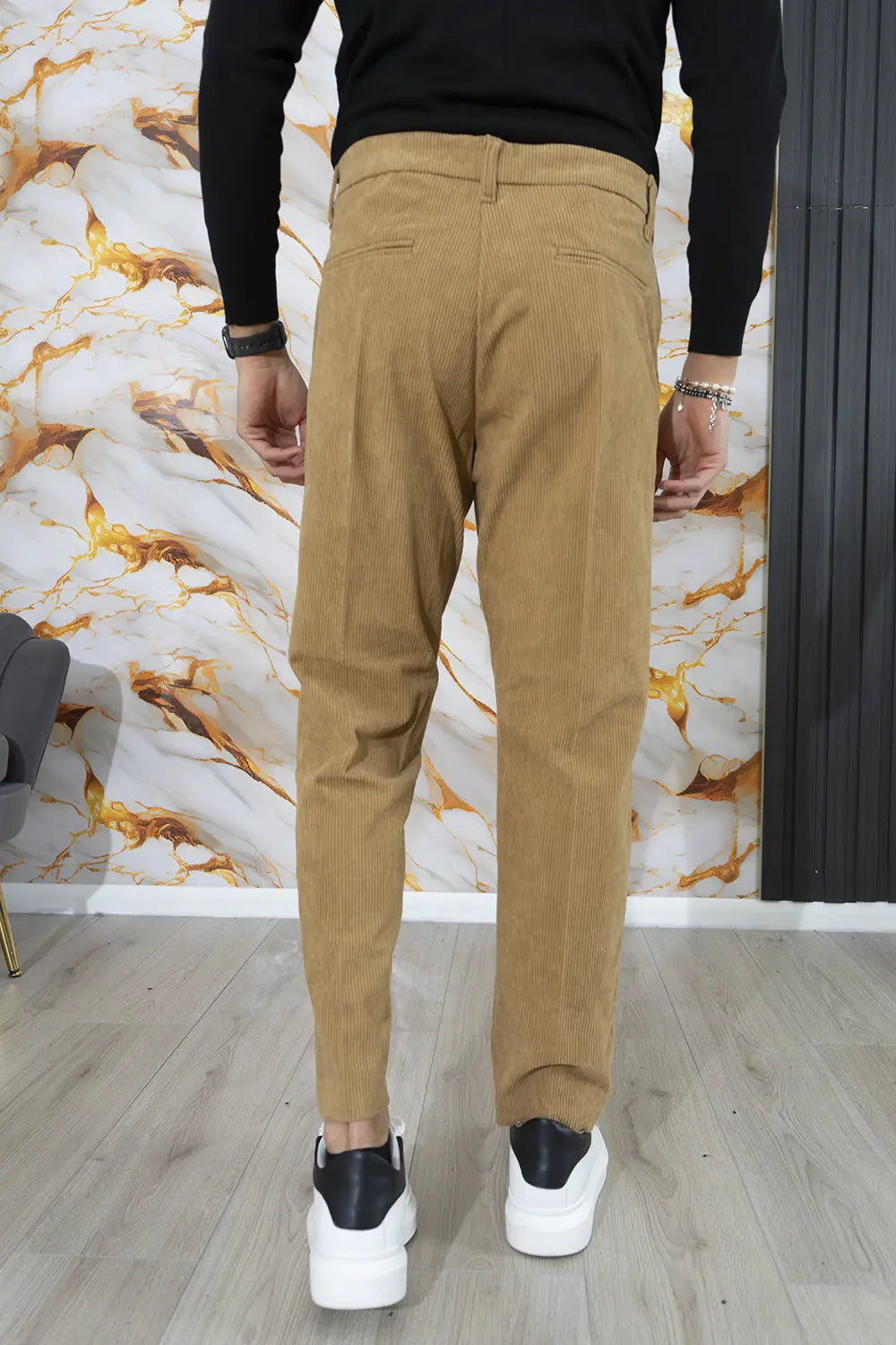 Pantalone Uomo Velluto a Costine Bottone Decentrato Art. Pt178