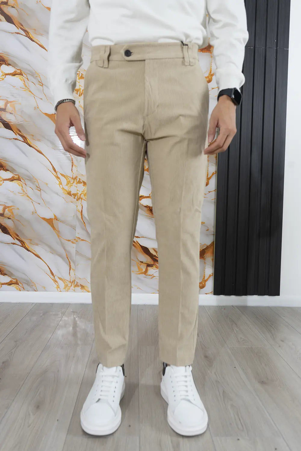 Pantalone Uomo Velluto a Costine Bottone Decentrato Art. Pt178