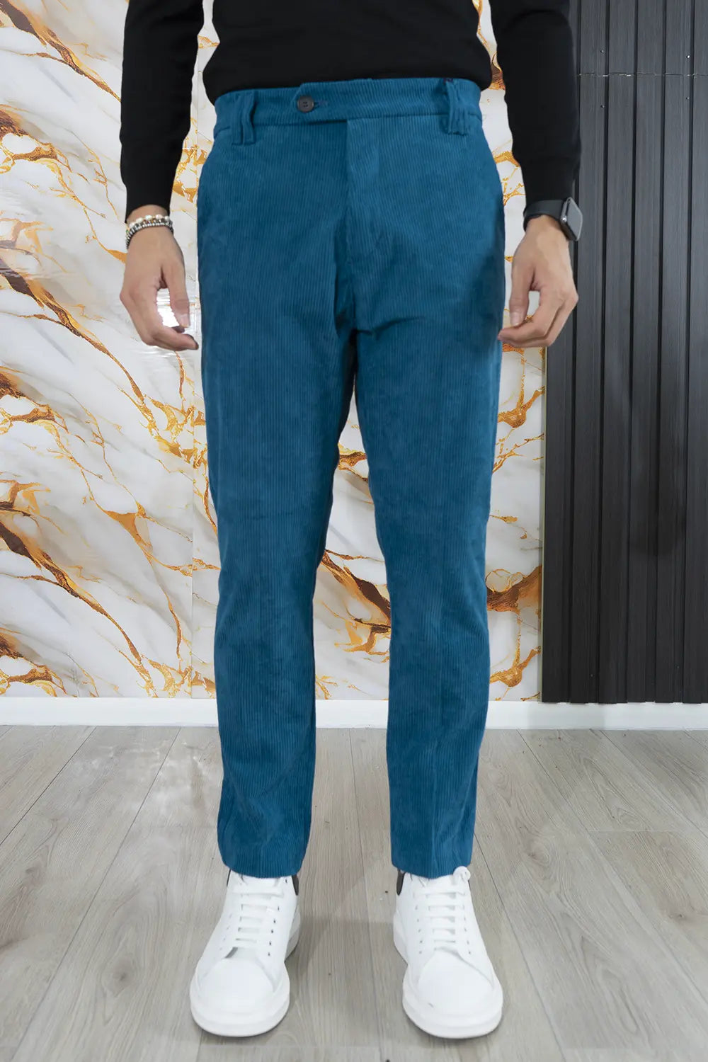 Pantalone Uomo Velluto a Costine Bottone Decentrato Art. Pt178