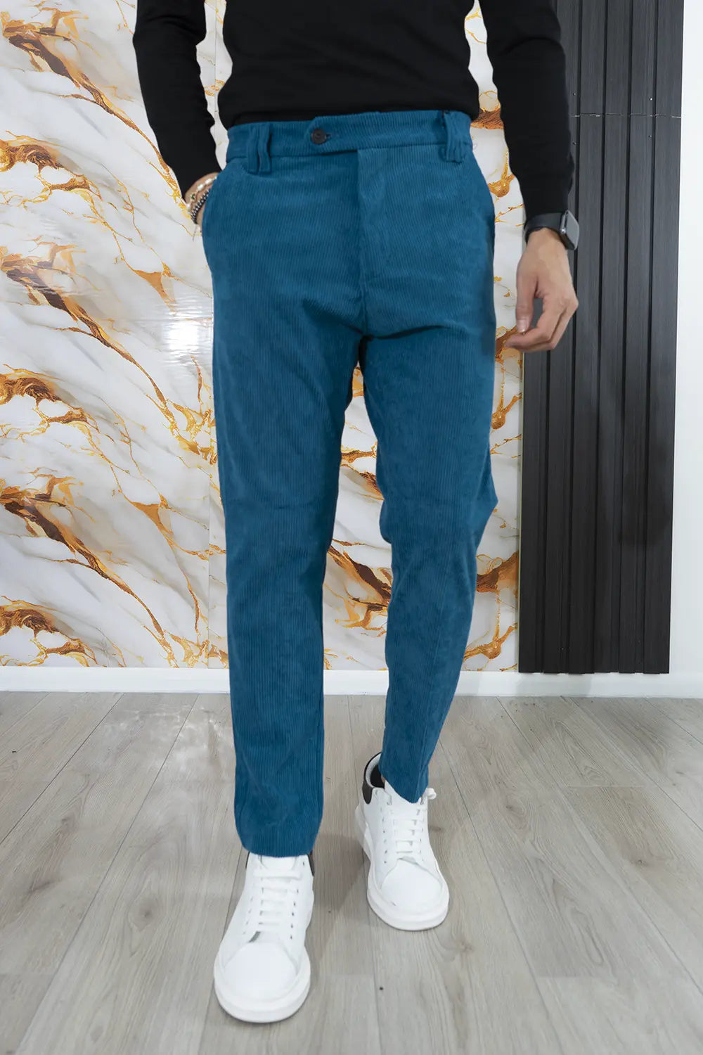 Pantalone Uomo Velluto a Costine Bottone Decentrato Art. Pt178