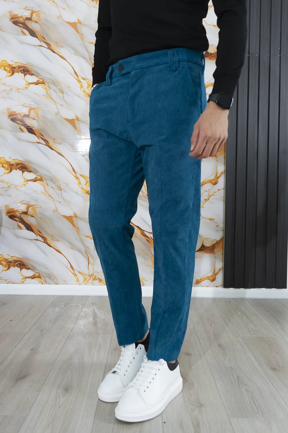 Pantalone Uomo Velluto a Costine Bottone Decentrato Art. Pt178