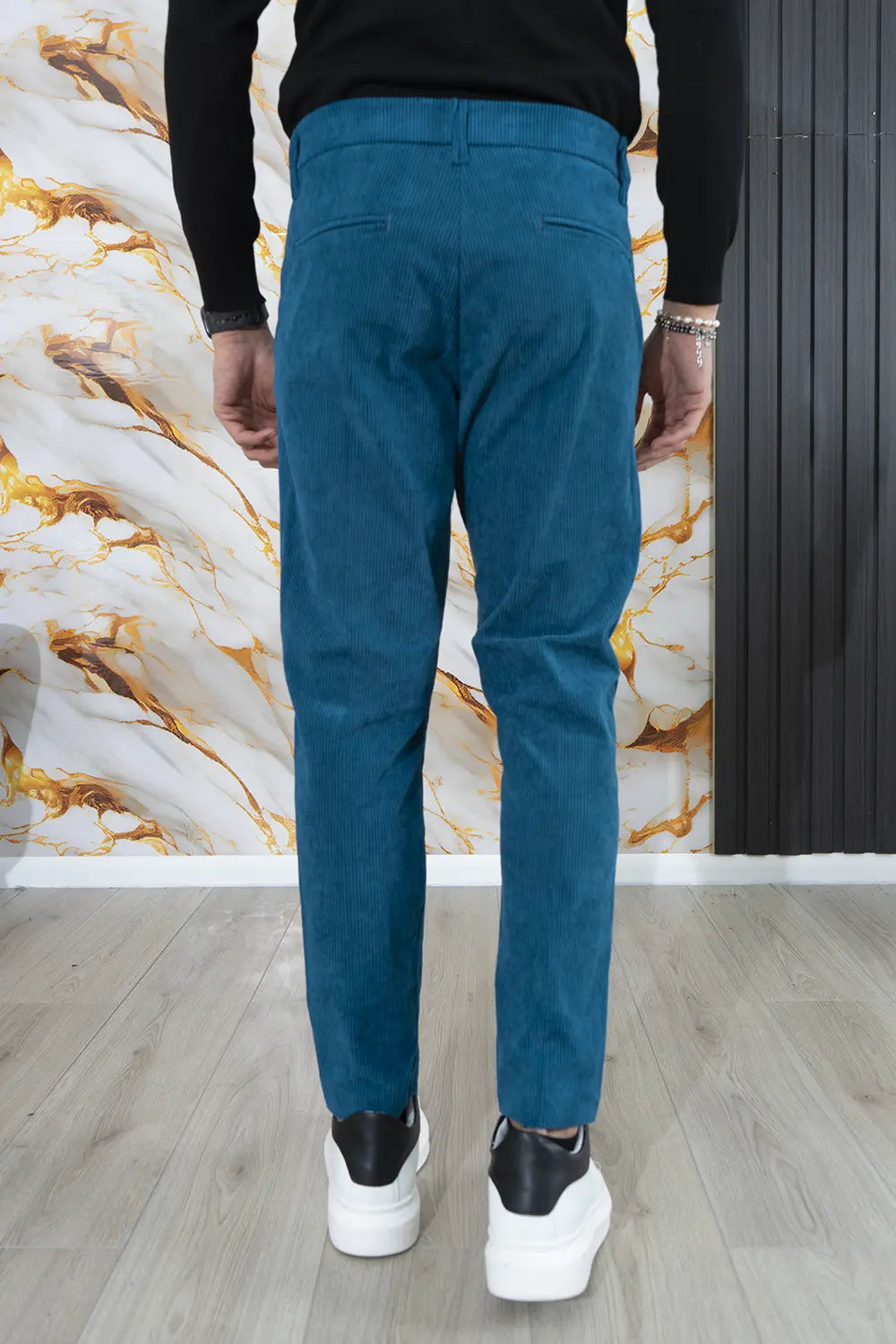 Pantalone Uomo Velluto a Costine Bottone Decentrato Art. Pt178