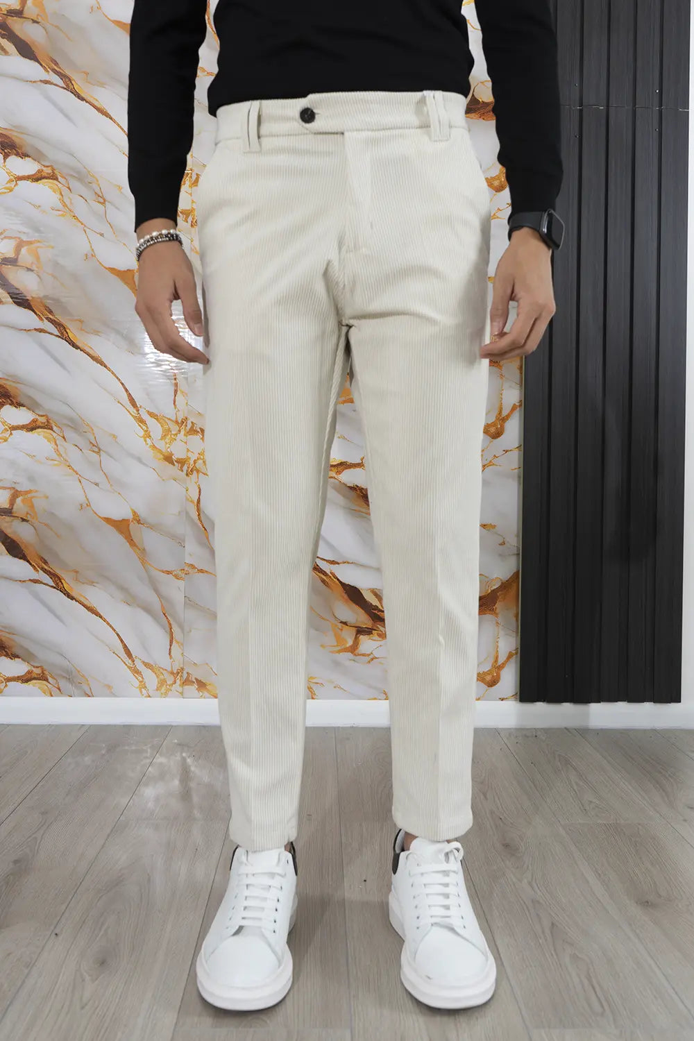 Pantalone Uomo Velluto a Costine Bottone Decentrato Art. Pt178