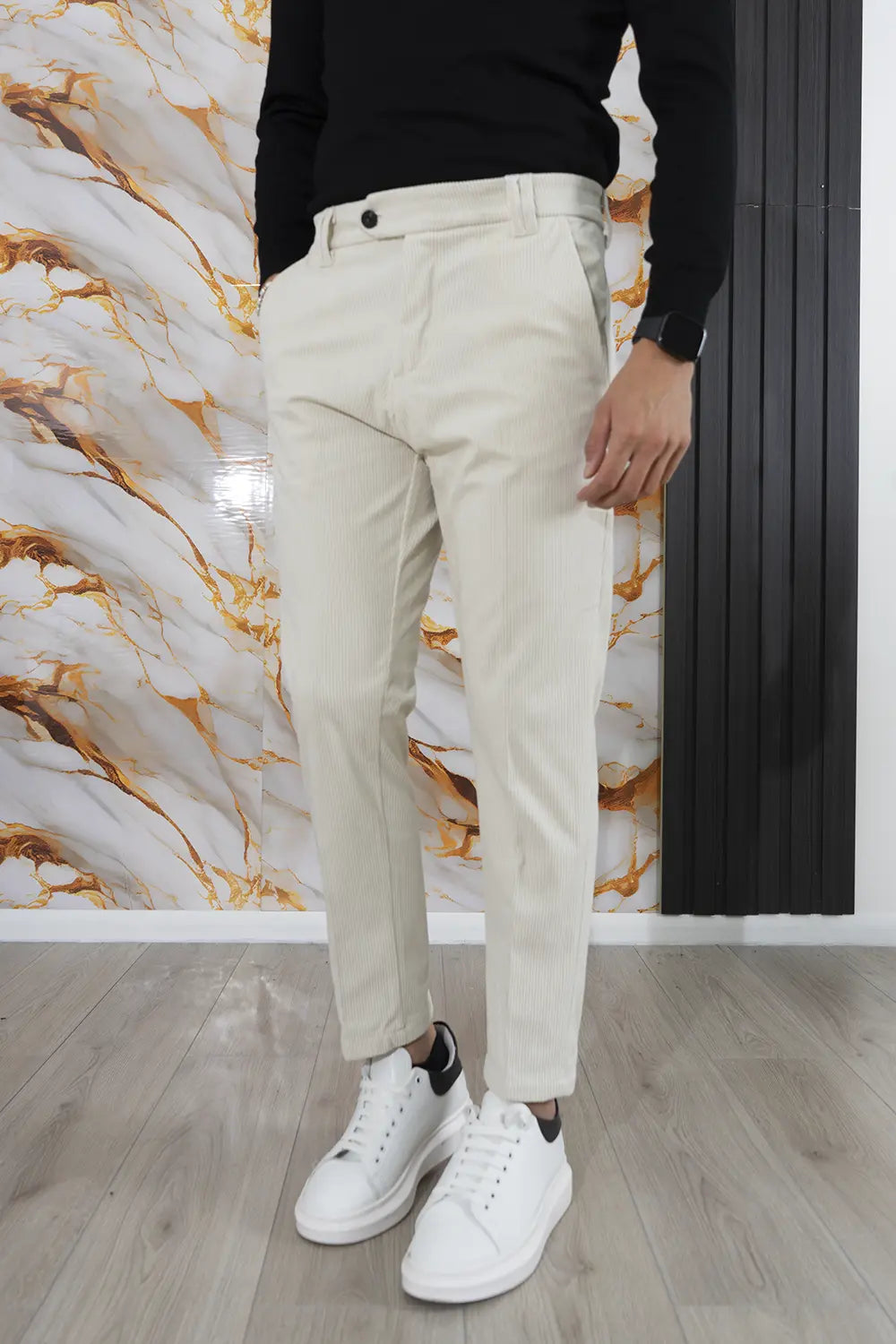 Pantalone Uomo Velluto a Costine Bottone Decentrato Art. Pt178