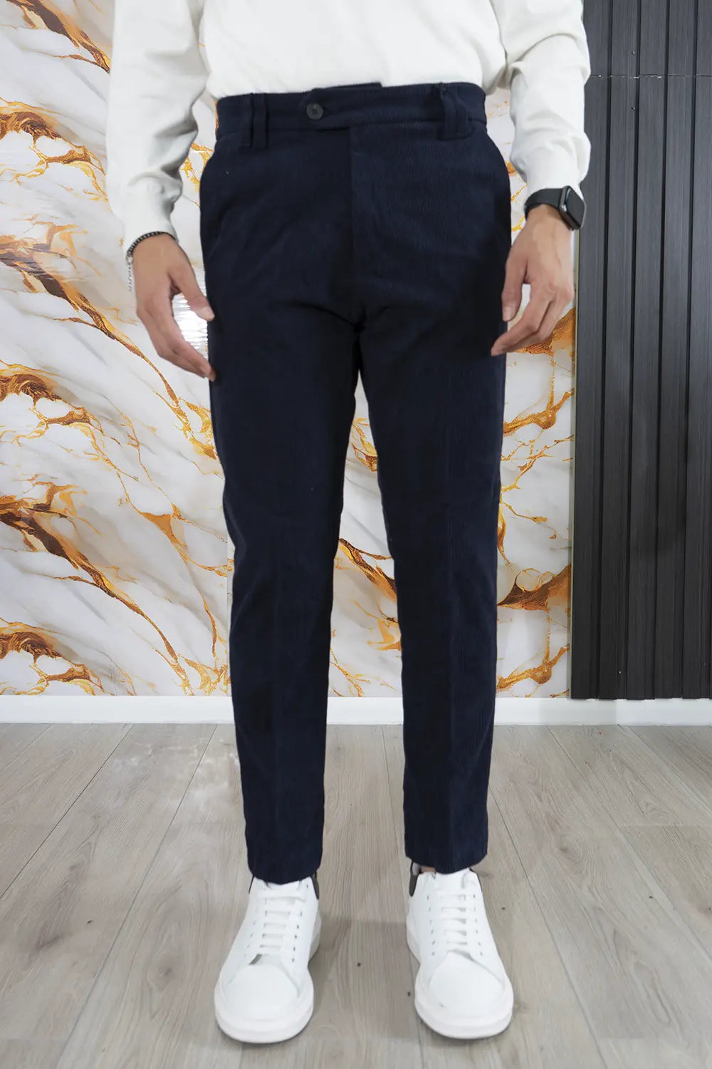 Pantalone Uomo Velluto a Costine Bottone Decentrato Art. Pt178