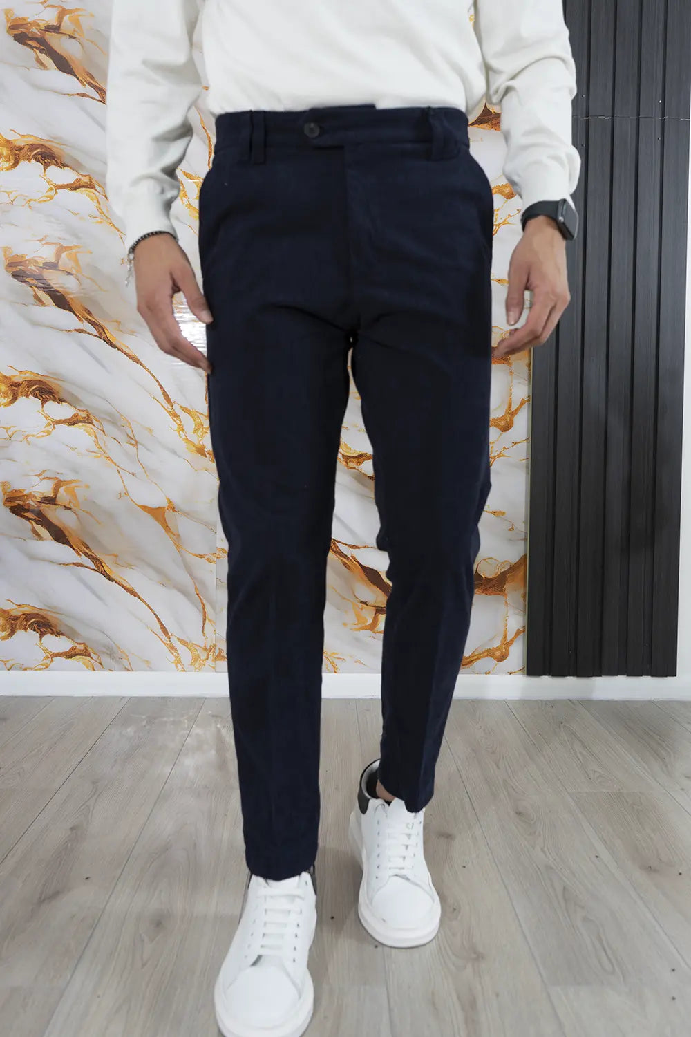 Pantalone Uomo Velluto a Costine Bottone Decentrato Art. Pt178