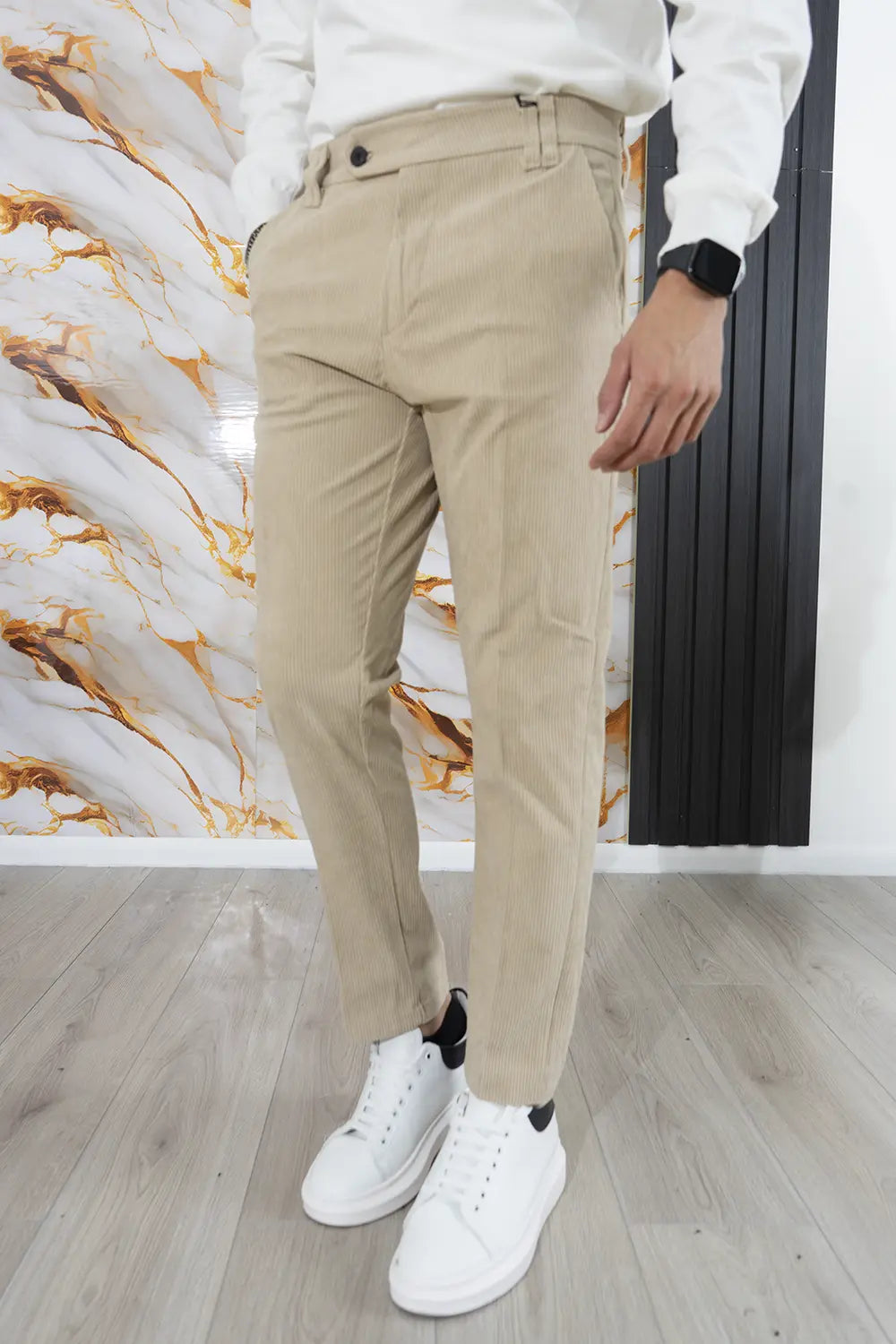 Pantalone Uomo Velluto a Costine Bottone Decentrato Art. Pt178