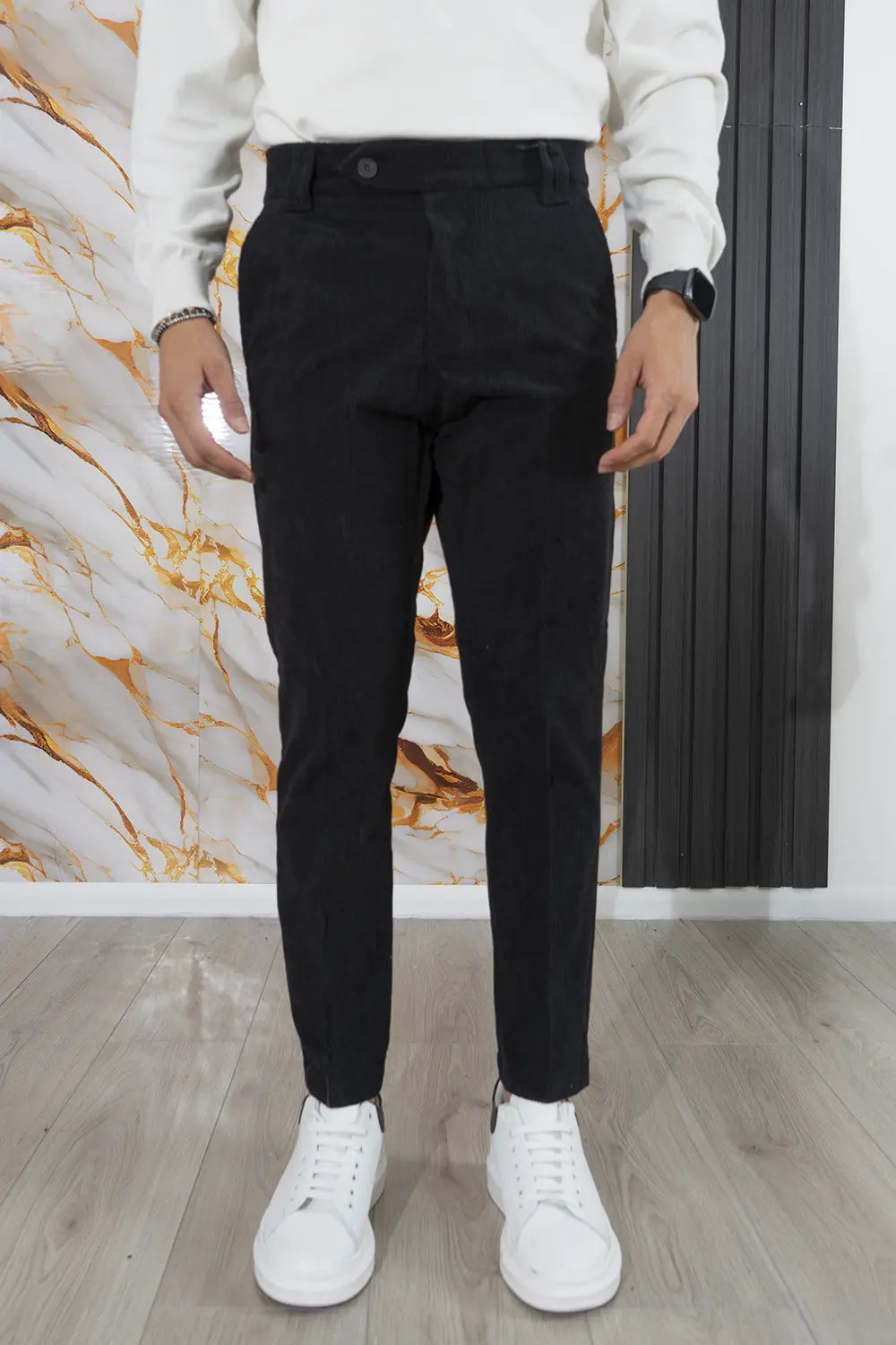 Pantalone Uomo Velluto a Costine Bottone Decentrato Art. Pt178