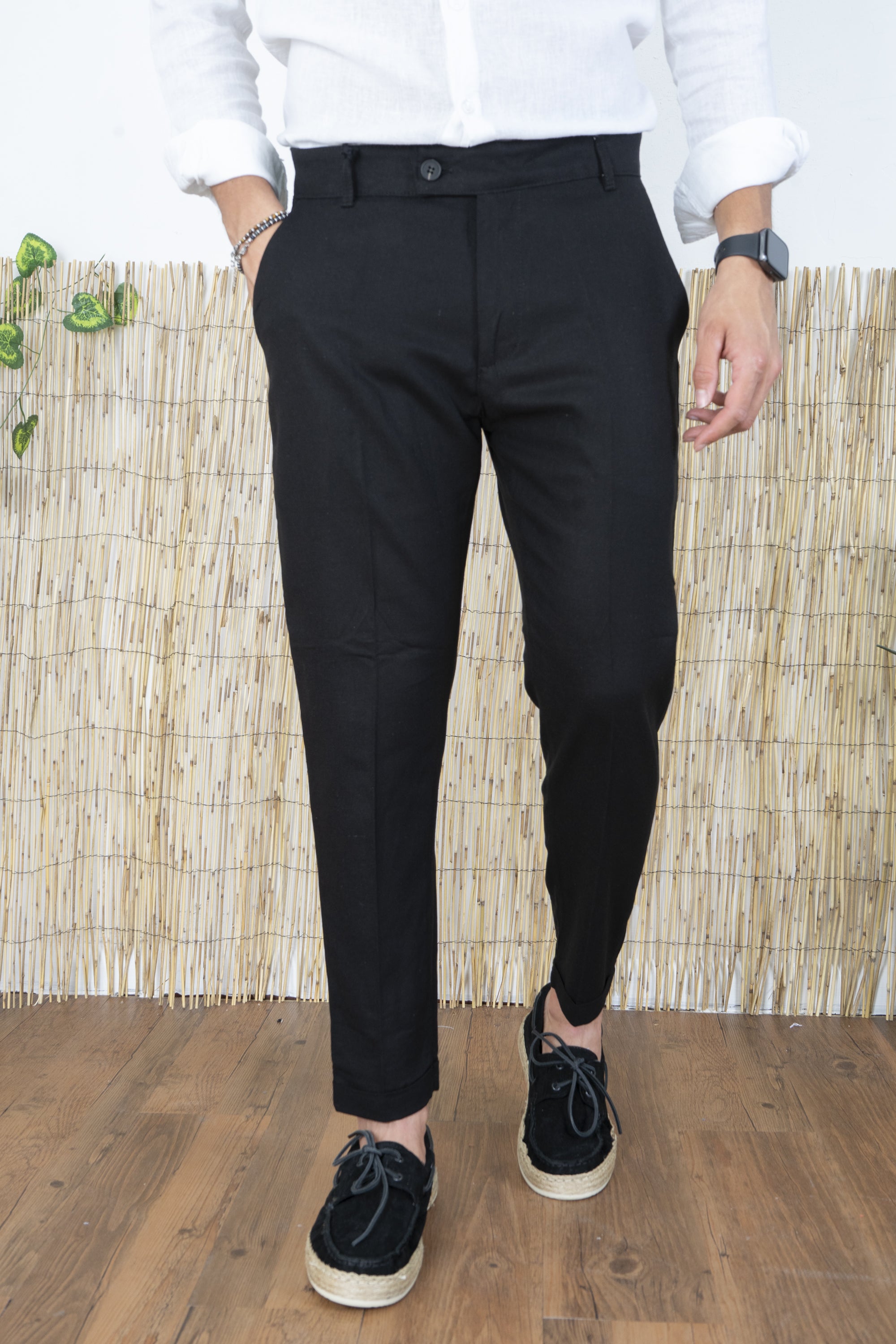 Pantalone Uomo In Lino Con Bottone Lungo Art. Pt171