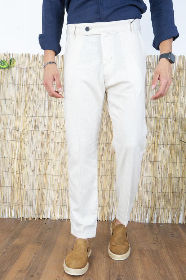 Pantalone Uomo In Lino Con bottone Lungo Art. Pt171
