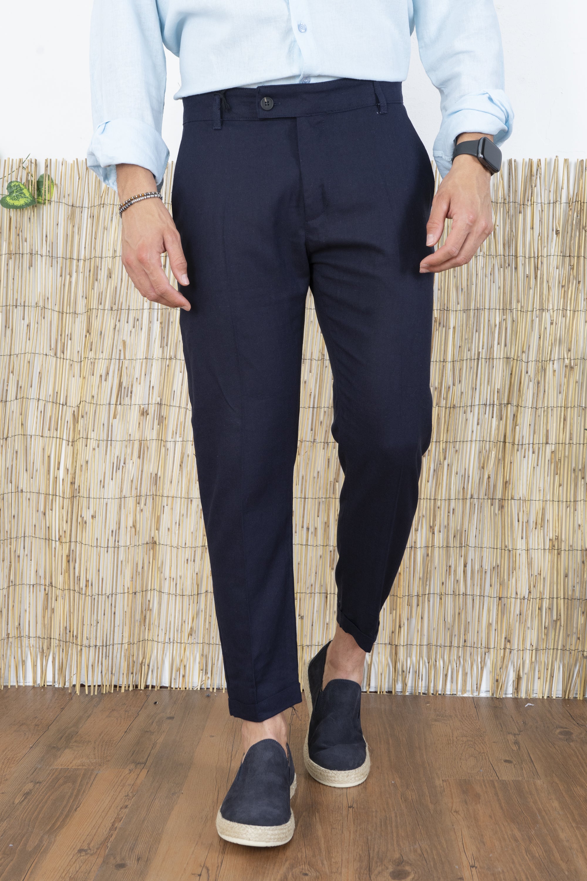 Pantalone Uomo In Lino Con Bottone Lungo Art. Pt171