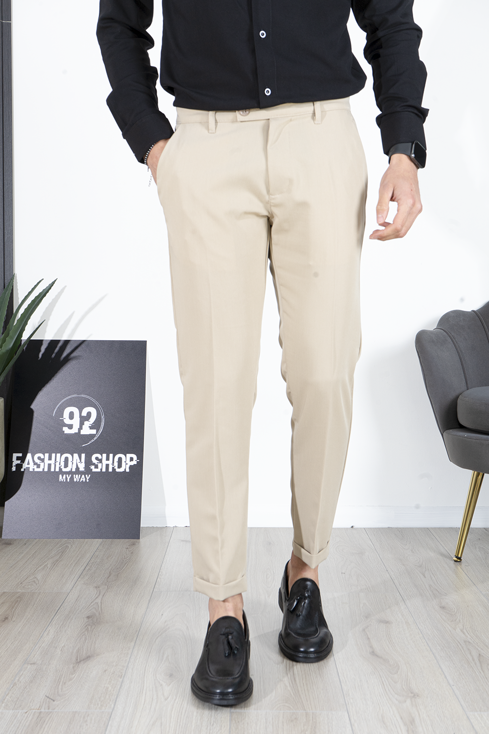 Pantalone Uomo Slim Fit Casual Con tasche Retro Art. PT102