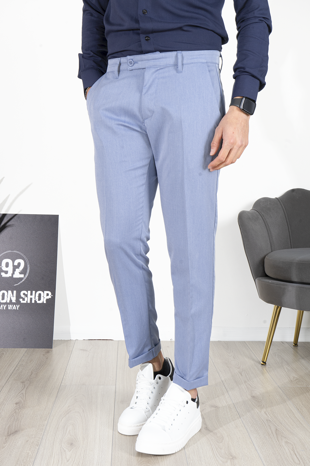 Pantalone Uomo Slim Fit Casual Con tasche Retro Art. PT102