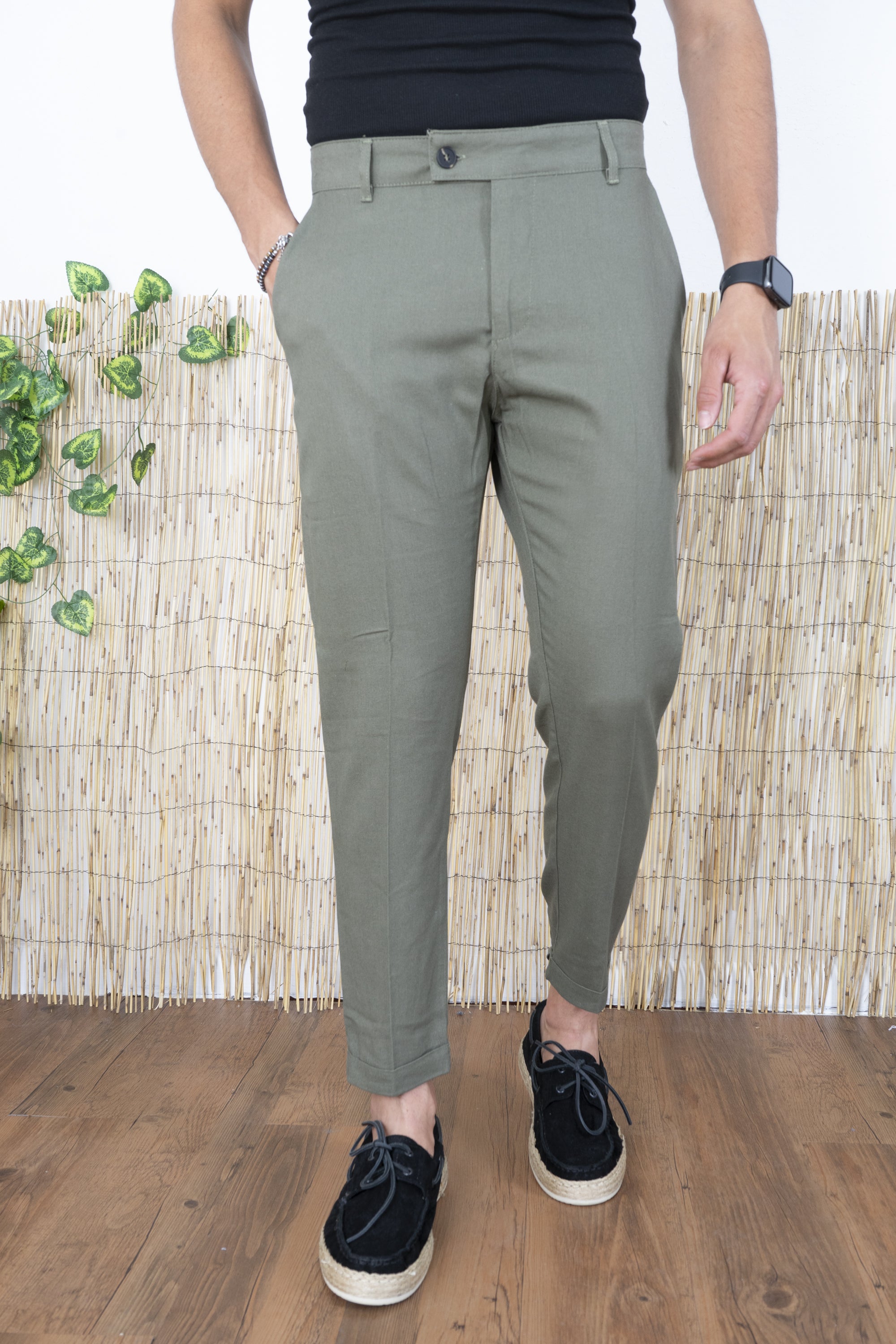 Pantalone Uomo In Lino Con Bottone Lungo Art. Pt171