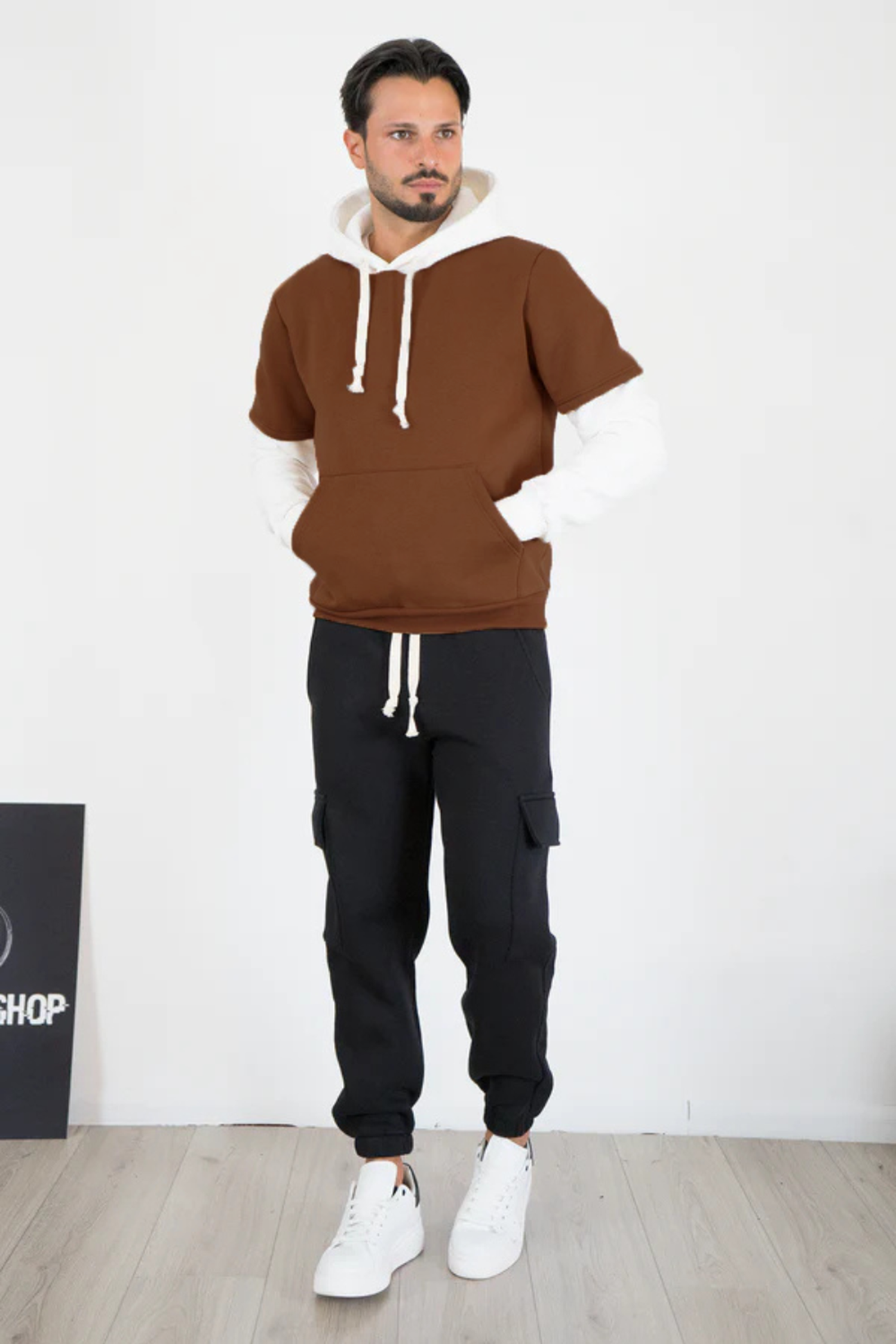 Completo Tuta Uomo con Felpa Cappuccio e Pantalone Cargo Art. TT109