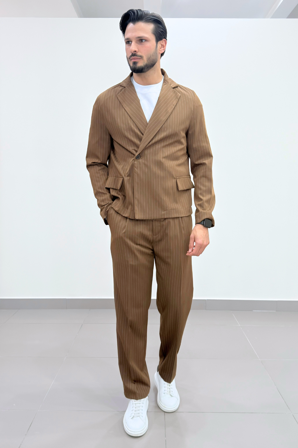 Coordinato Abito Gessato Crop Fit Art. Cd126