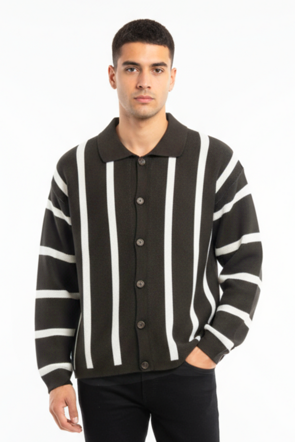 Cardigan Uomo a Righe Verticali Art. Mg180
