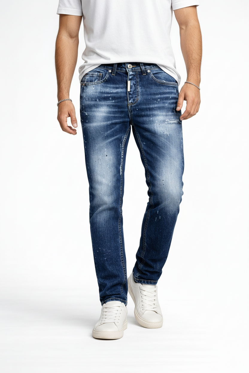 Jeans Uomo Royal Denim Effetto Used con Schiariture Art. Js555
