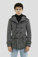 Cappotto Uomo Giacca Con Cappuccio Doppio Petto Con Tasche Laterali Art. Cp16