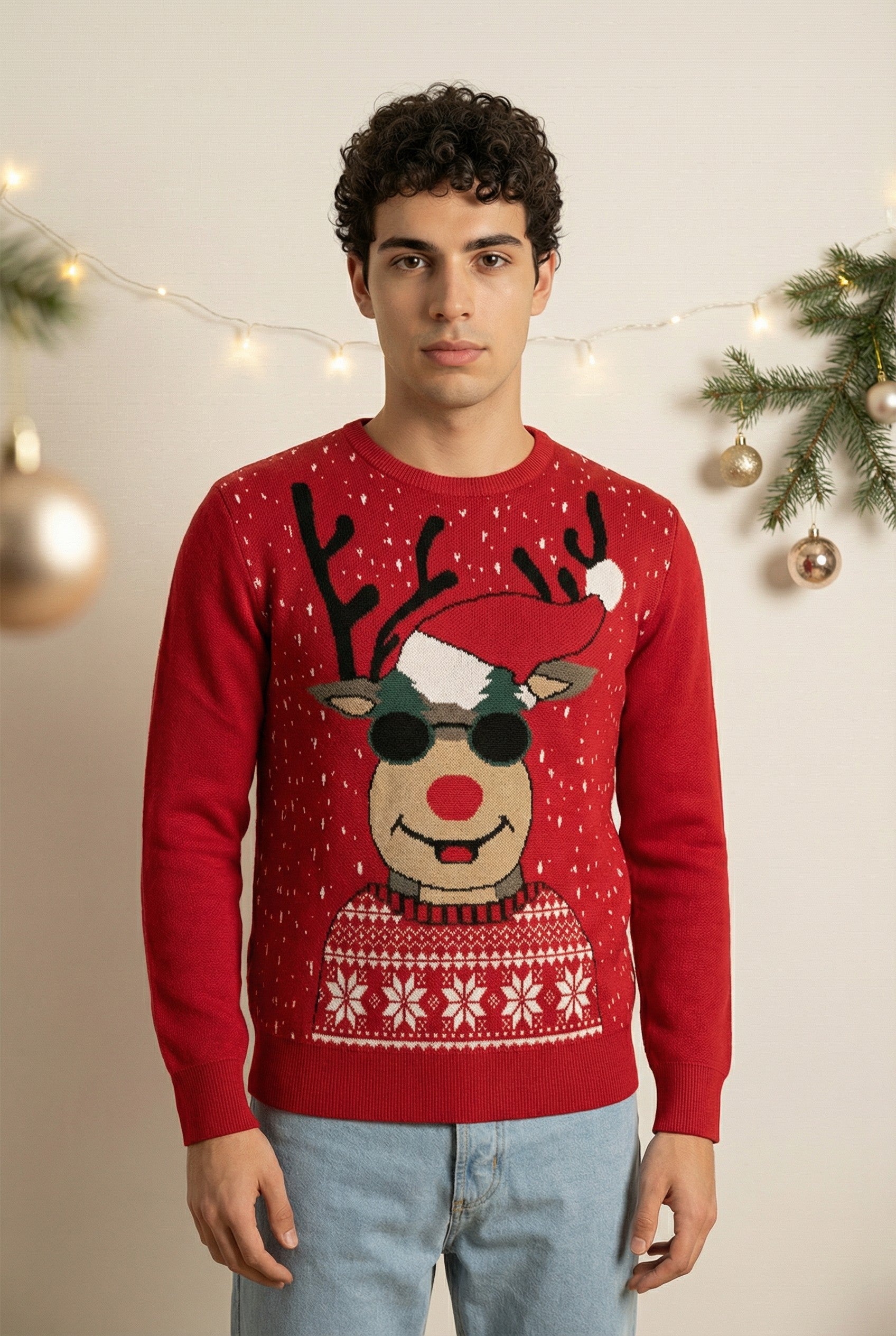 Maglione Uomo Natale ''Renne'' Girocollo Art. Mg129