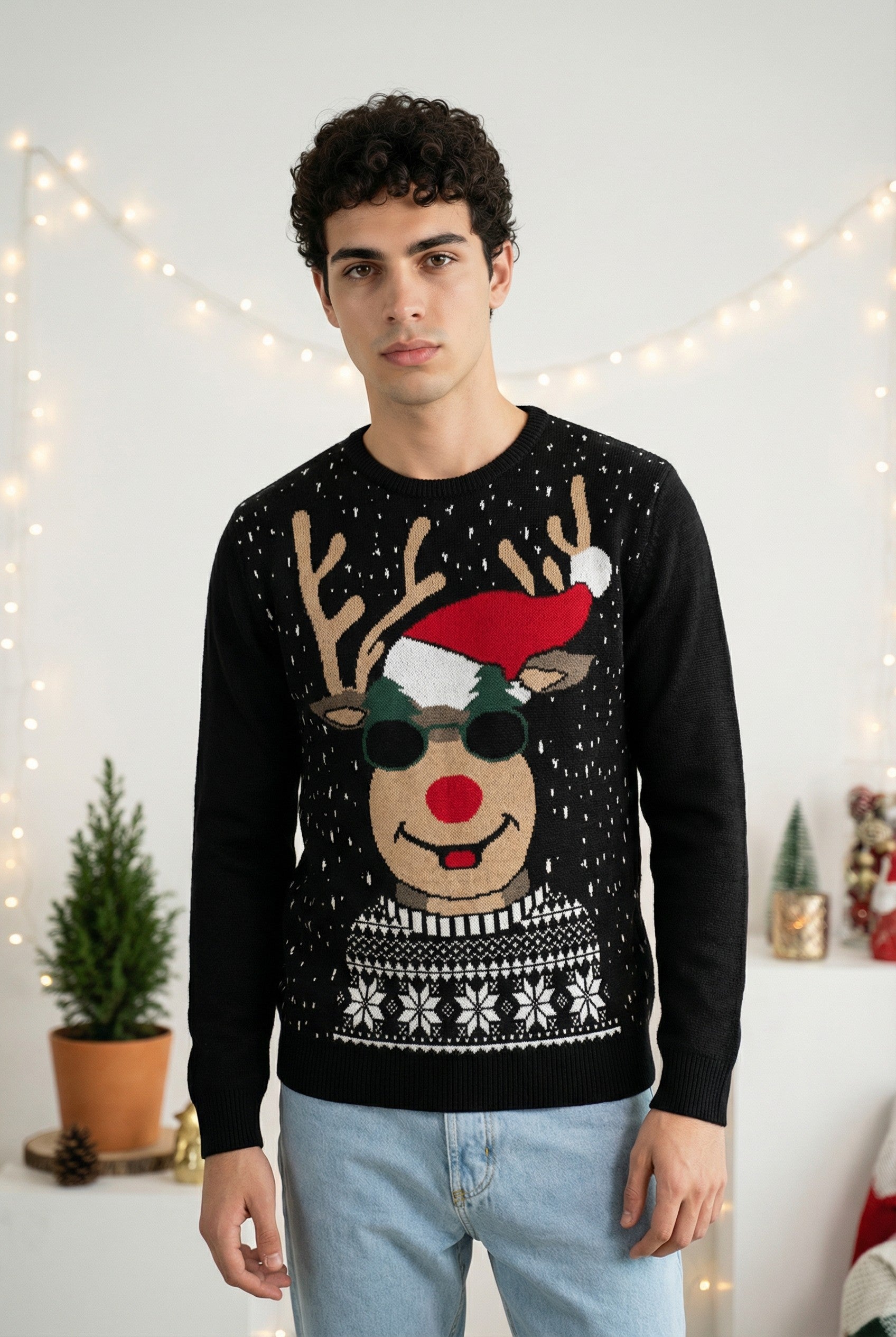 Maglione Uomo Natale ''Renne'' Girocollo Art. Mg129