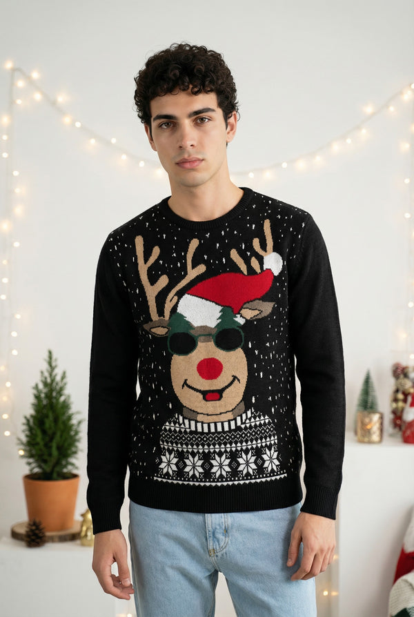 Maglione Uomo Natale ''Renne'' Girocollo Art. Mg129