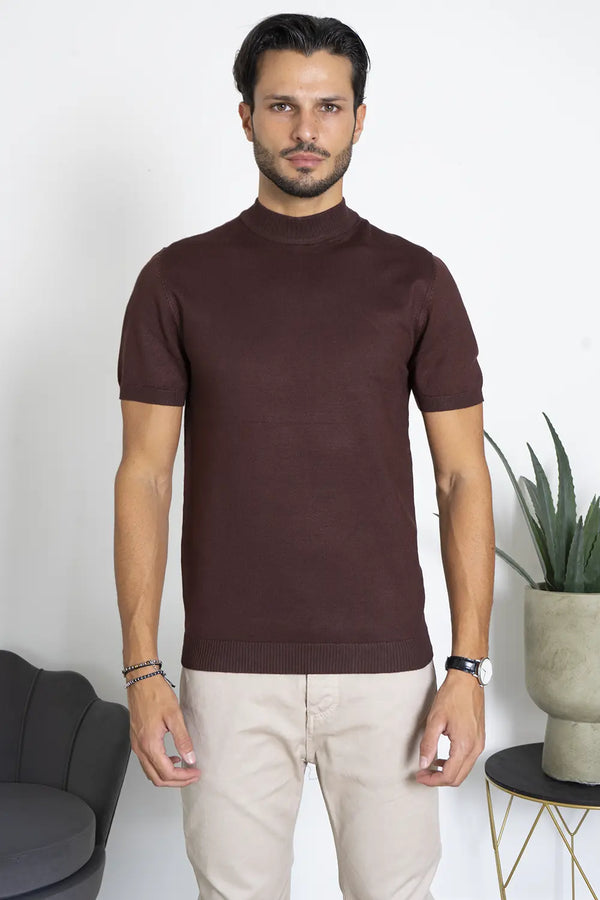 T-shirt en tricot côtelé à demi-col Art. Ts248
