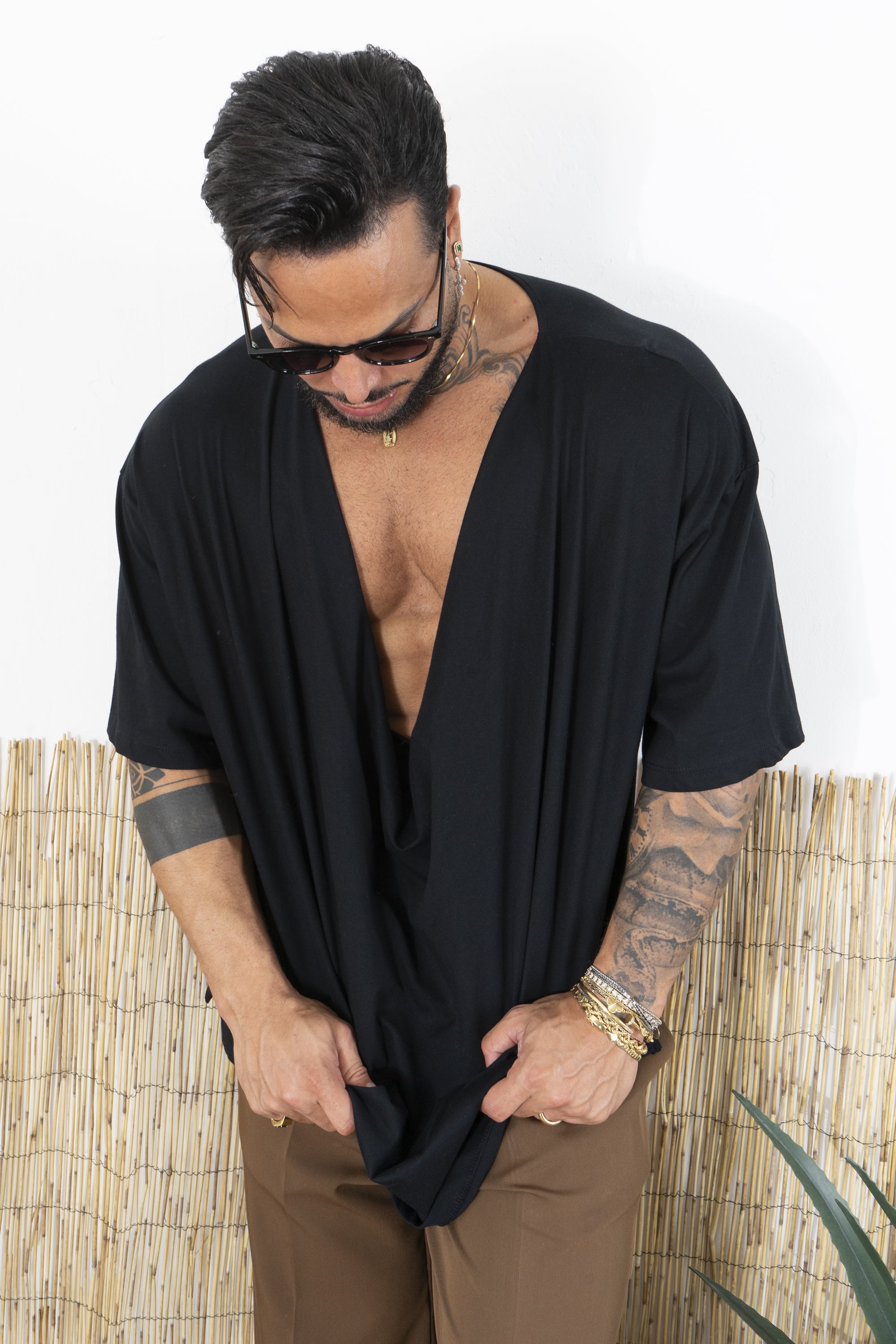 T-Shirt Uomo Bianca con Scollo Ampio Drappeggiato Art. TS264