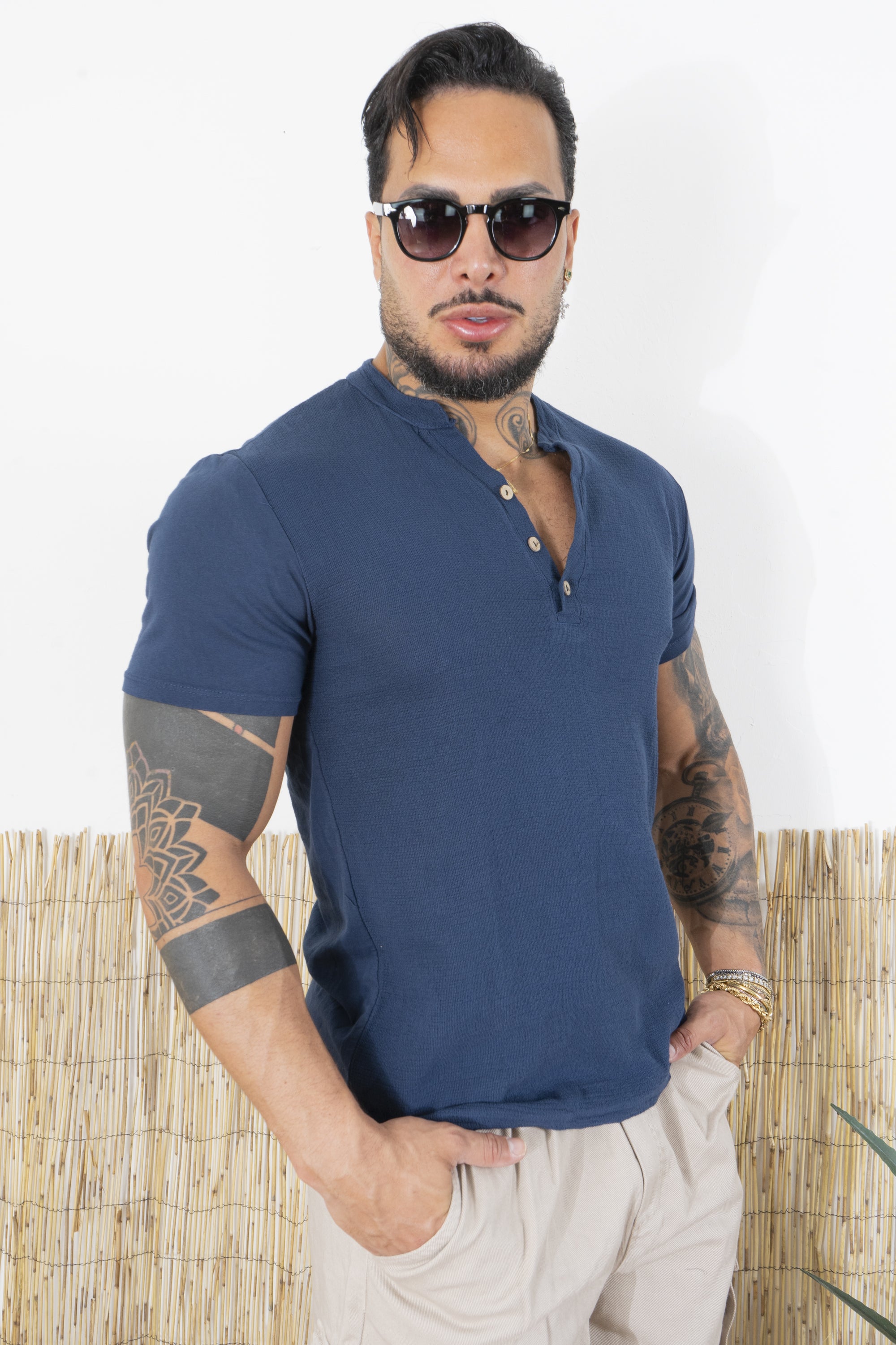 T-shirt Uomo Cotone Con 3 bottoni Art. Ts141