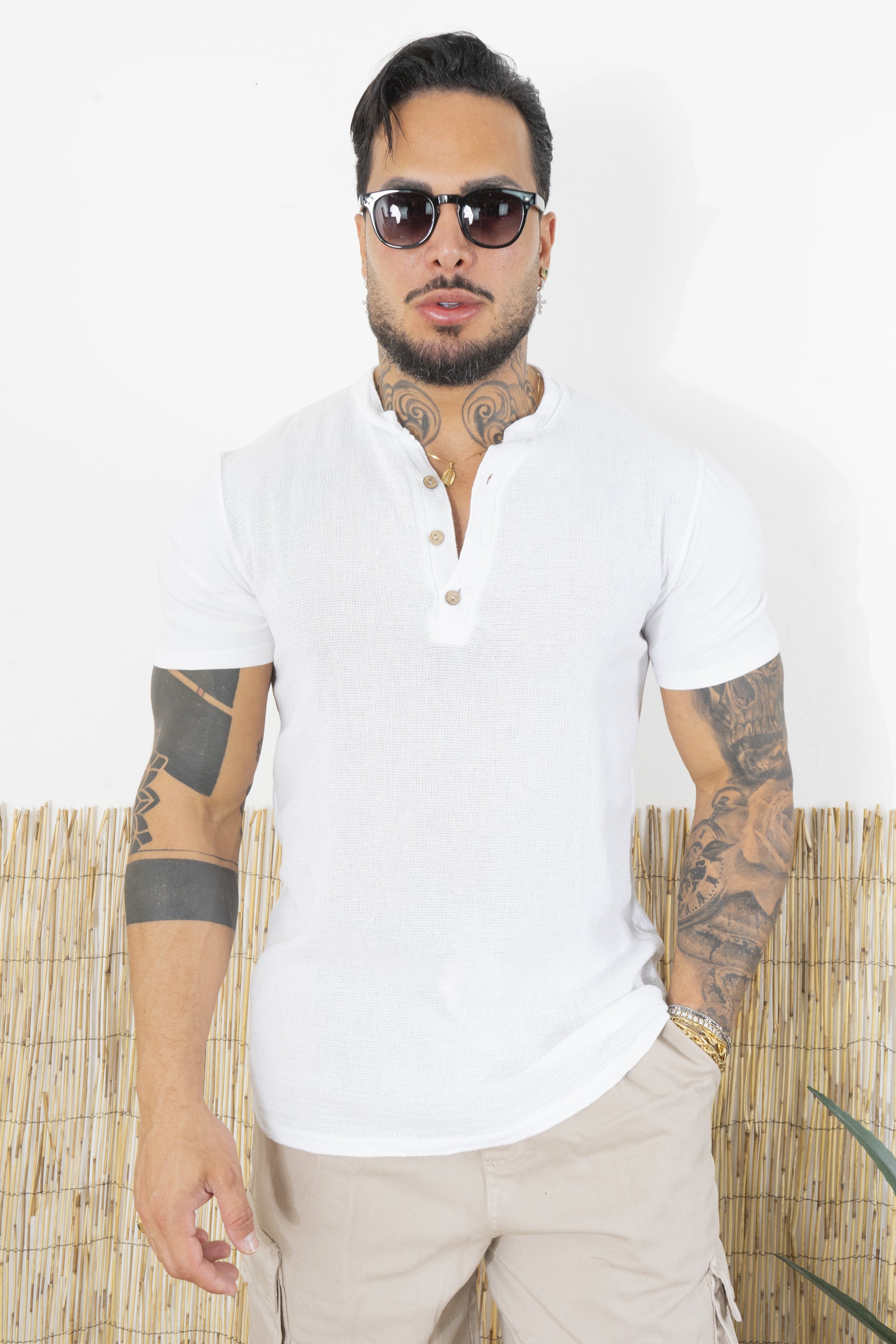 T-Shirt Uomo Cotone Con 3 bottoni Art. Ts141