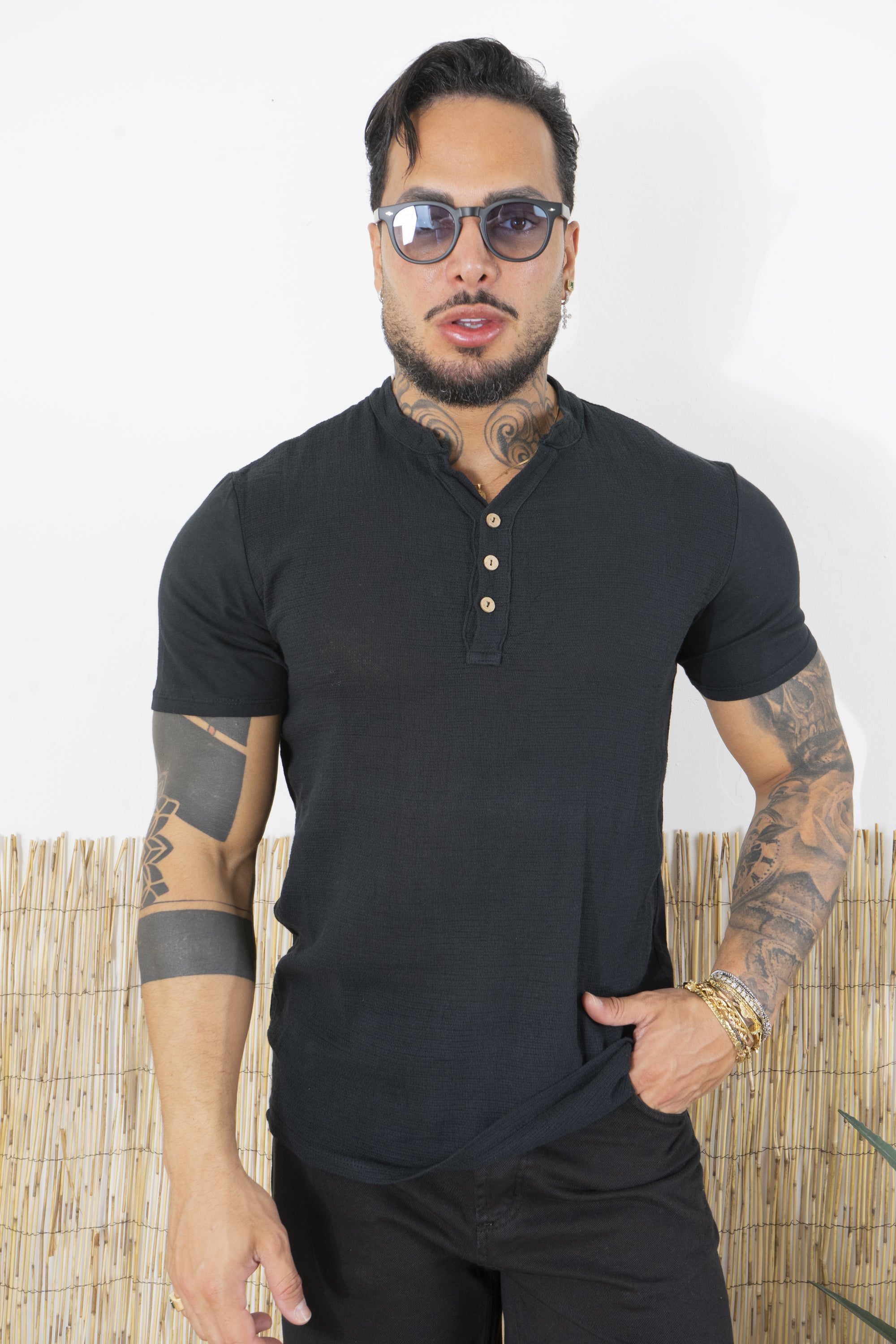 T-Shirt Uomo Cotone Con 3 bottoni Art. Ts141