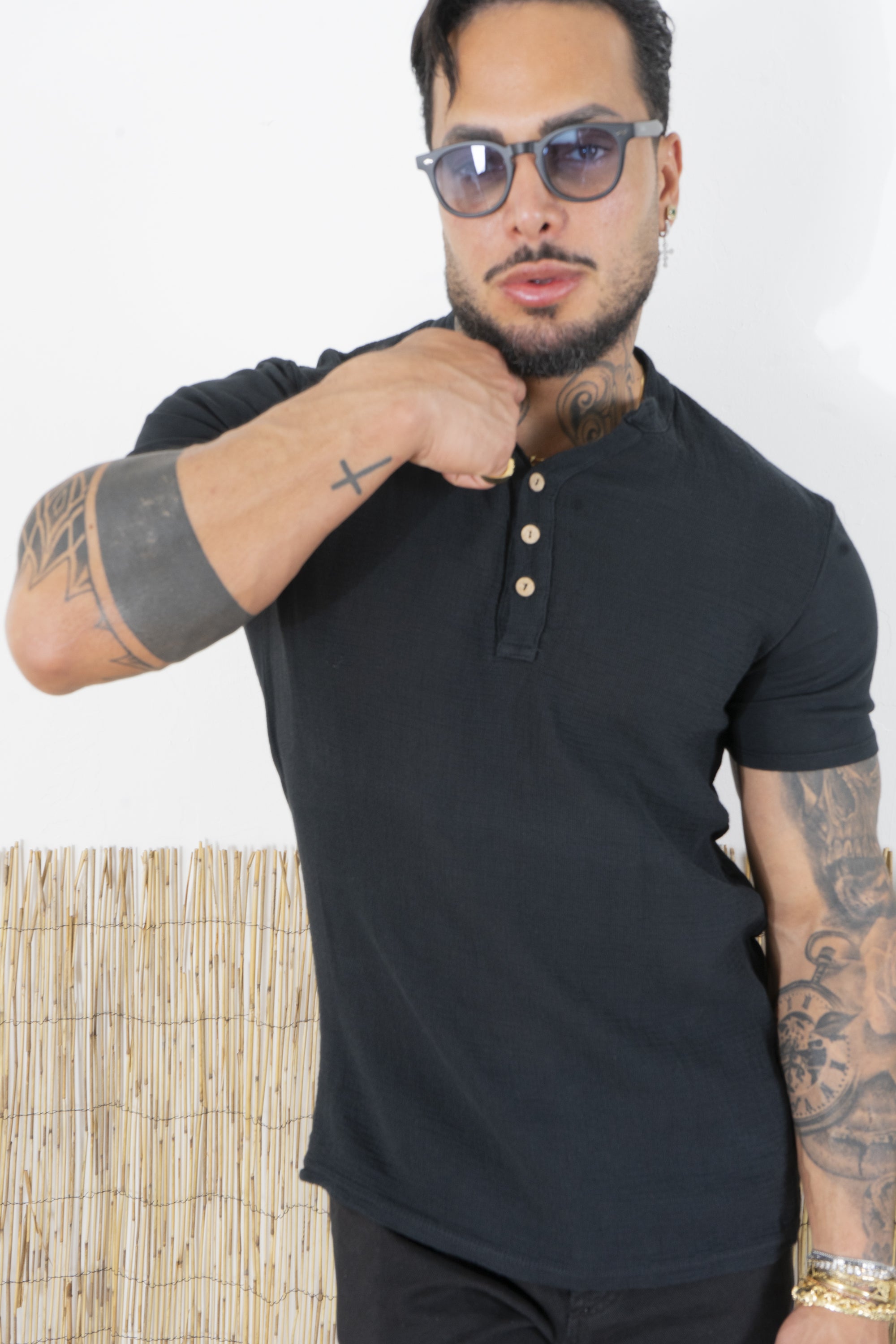 T-Shirt Uomo Cotone Con 3 bottoni Art. Ts141