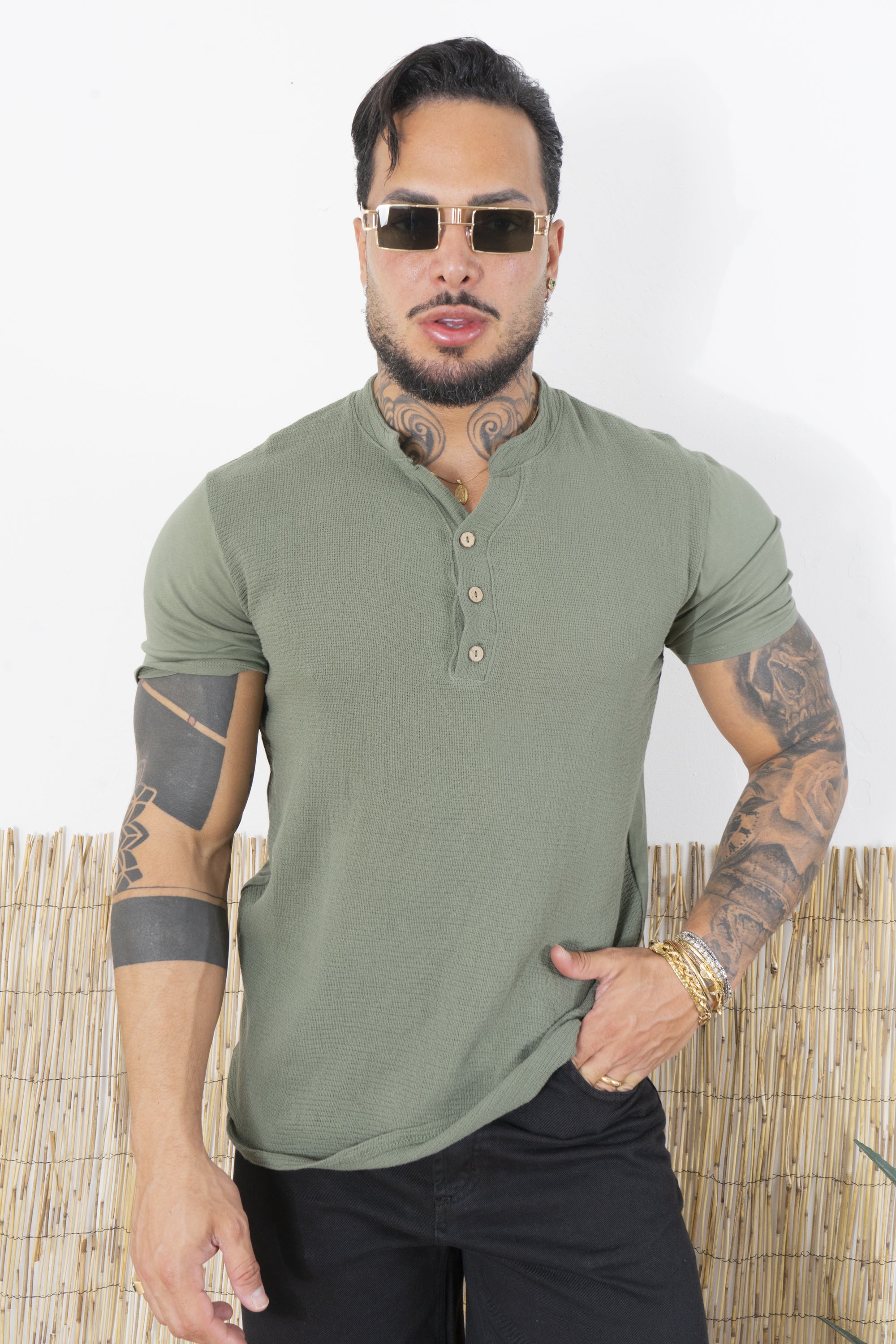 T-Shirt Uomo Cotone Con 3 bottoni Art. Ts141