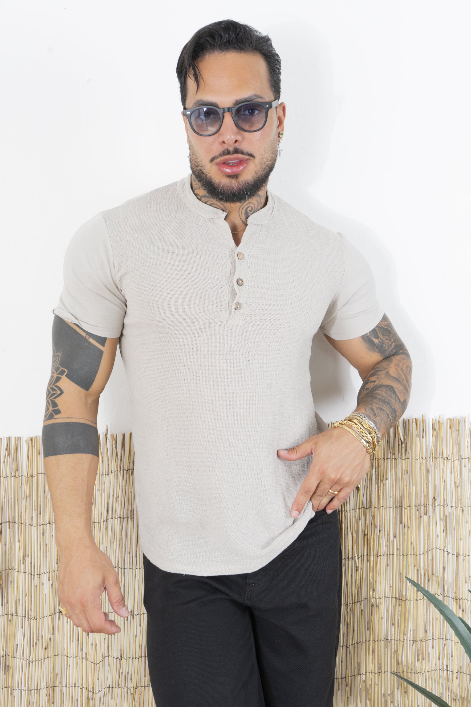 T-shirt Uomo Cotone Con 3 bottoni Art. Ts141