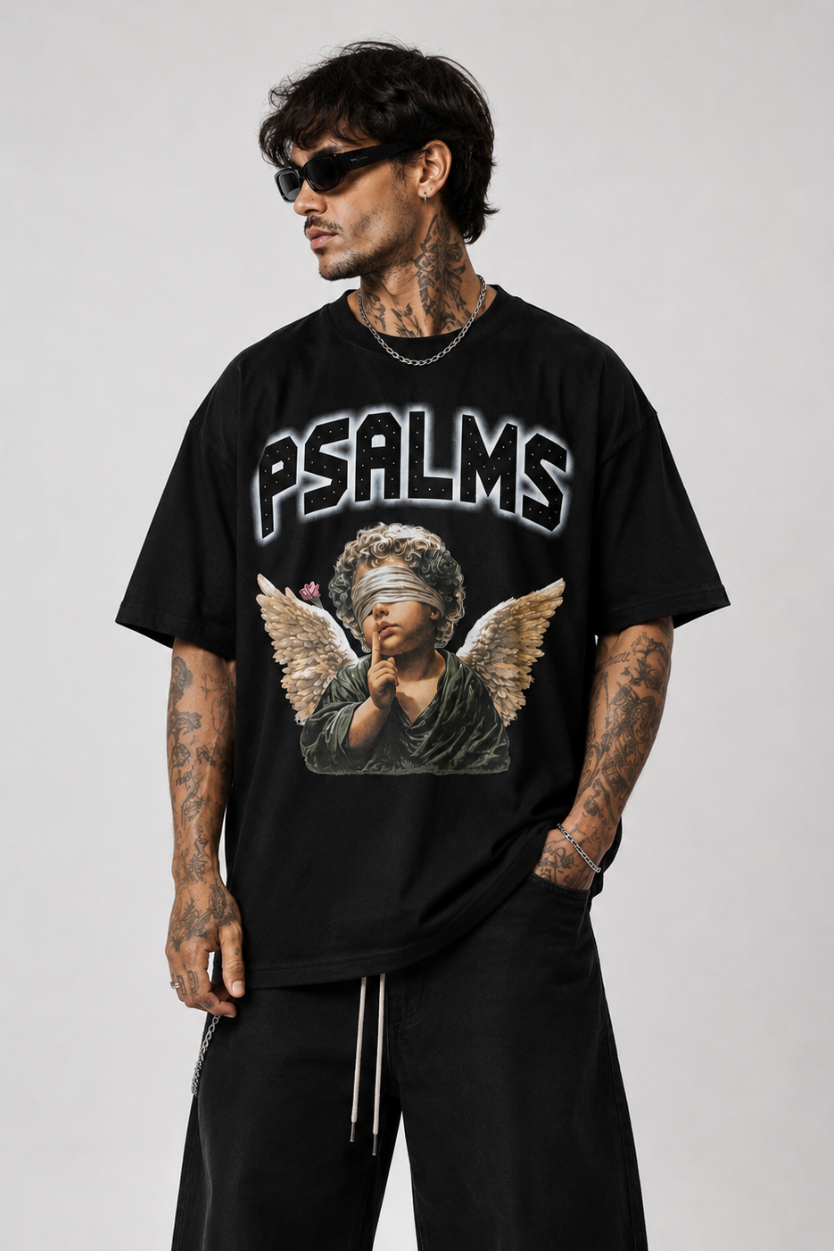 T-Shirt Uomo Con Stampa e Borchie ''Angels'' Over Crop Art. Ts292
