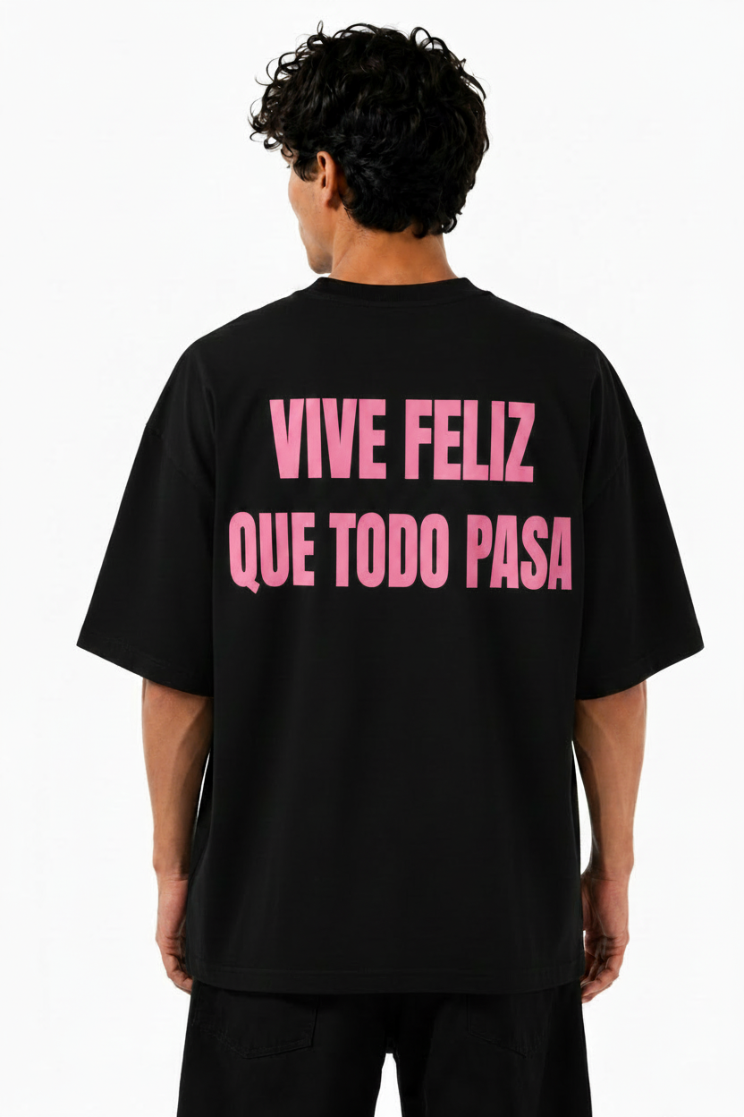T-Shirt Con Stampa Retro '' Vive Feliz '' Art. Ts286
