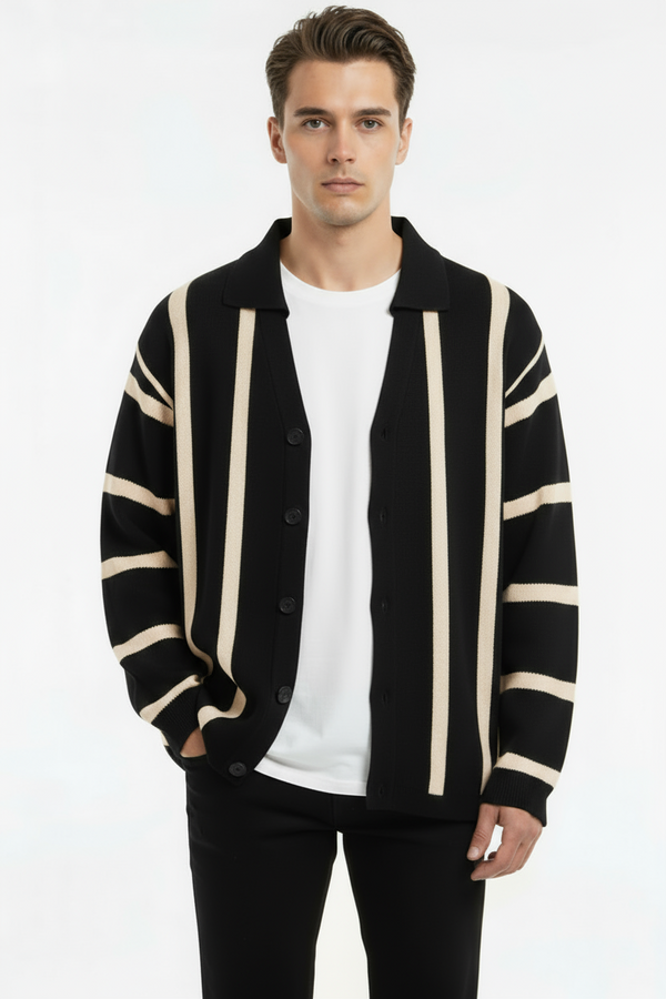 Cardigan Uomo a Righe Verticali Art. Mg180