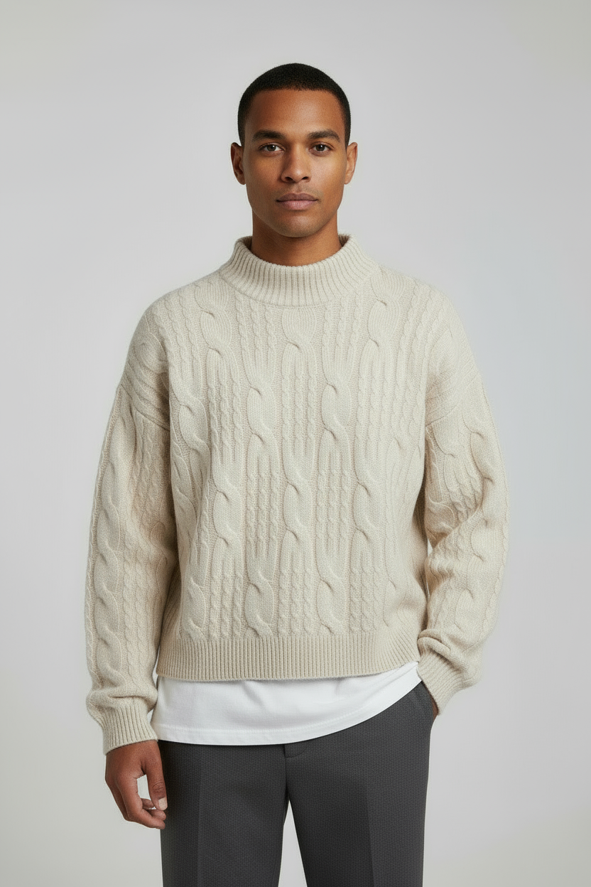 Maglione Uomo Intrecciato Mezzo Collo Crop Fit Art. Mg182